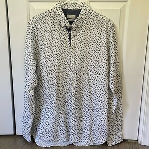 Zara Man Large Slim Fit Blue/White Floral Button Down